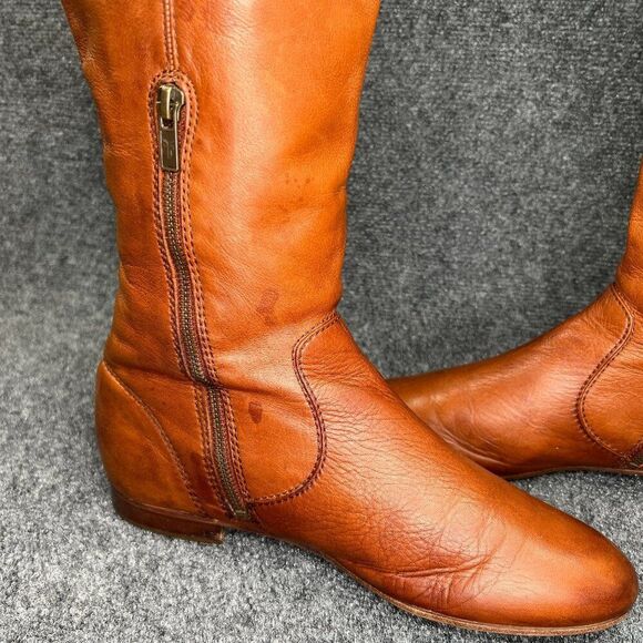 Frye Jillian Pull On Boots Women's Size 9 Brown Leather Inside Zip Tall Riding - Picture 10 of 16
